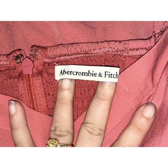 NEW Abercrombie & Fitch Red Pink Puff Sleeve Long Sleeve Midi Dress Women Size M - Picture 4 of 9